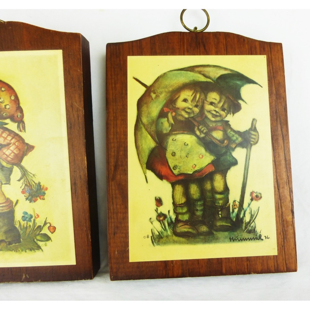 Vtg 3 Hummel pictures Manchester wood handcrafted wall plaque nursery decor - Picture 2 of 6